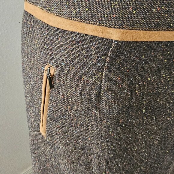 Bob Timberlake Brown/Tan Wool Blend Tweed Pencil Skirt - Picture 3 of 5